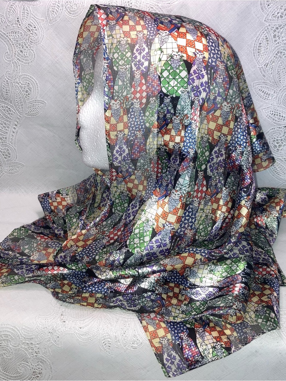 Multi-Color Patterned Women's Scarf - Picture 3 of 10